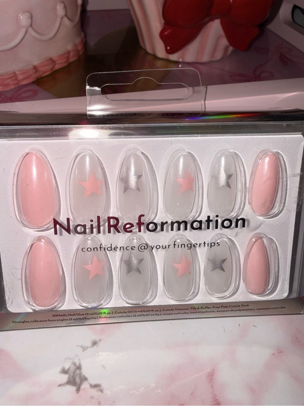 Nail Reformation Pink & Clear Star Press-On Nails